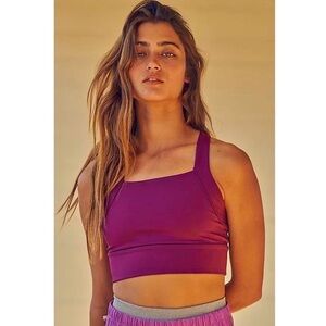 NWT FREE PEOPLE Sports Bra Longline Strappy Crisscross Racerback in Raspberry XS